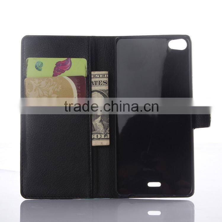 2015 Stylish Stand Wallet Lychee Leather phone cases for wiko highway pure wholesale