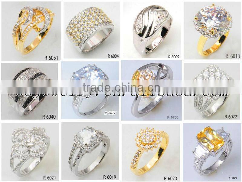 fashion jewelry diamond CZ rings with gold plating