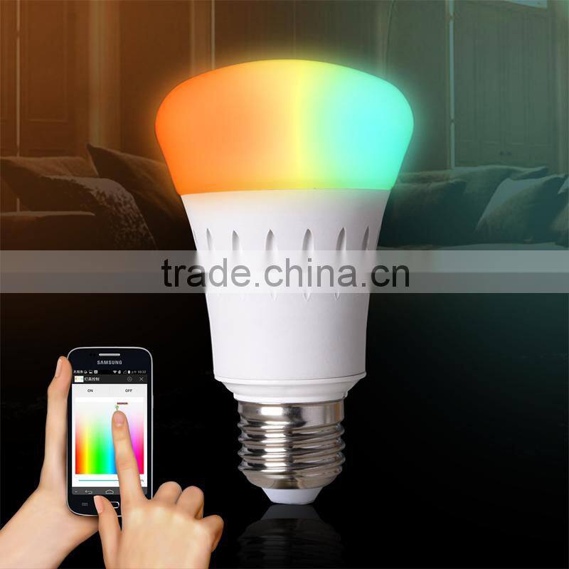 2016 RF Control Modern Style Smart Home LED Bulb Lighting 7W Multi Color Control By Wifi Phone App