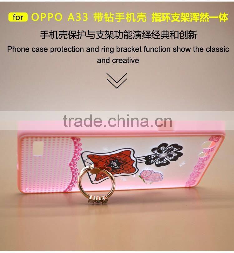 Newest Fashion Perfume TPU+PC 2-in-1 Hybrid Pattern Painting Phone Case With Ring Bracket For Oppo A33