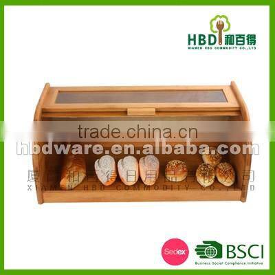 High quality Bamboo wood bread box, bread bin wholesale