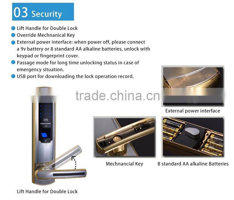 Ce approved electronic fingerprint lock with access control system
