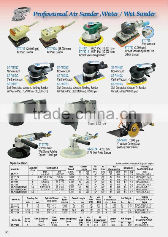 6" Velcro pad self vacuum air sander