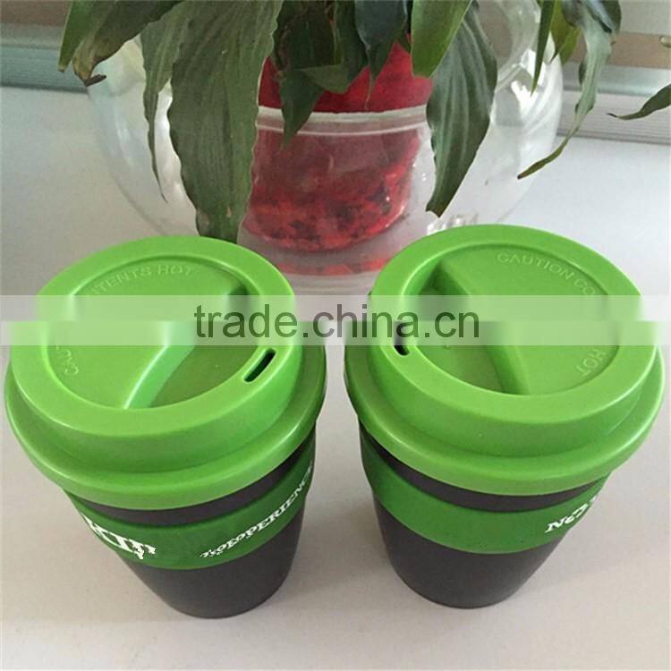 Bulk items of Eco-friendly 12oz Travel plastic coffee mug /keep cup with silicone caps for christmas' gift
