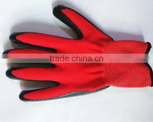 BSSAFETY Black nitrile coated red nylon knitted safety gloves, zebra nitrile hand protection work gloves