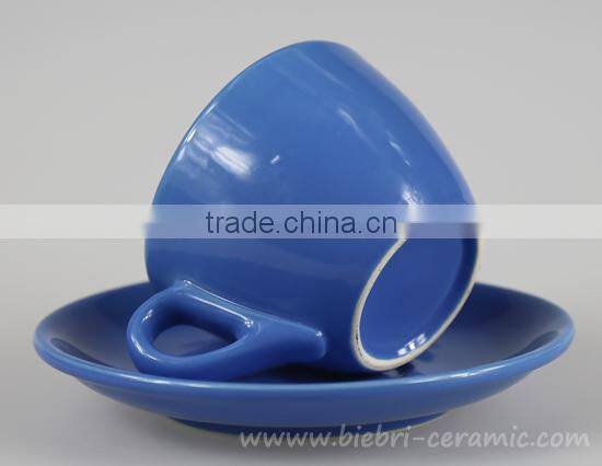 65cc To 450cc Blue Color Glazed High Quality Ceramic Espresso Cappuccino China Cup Saucer