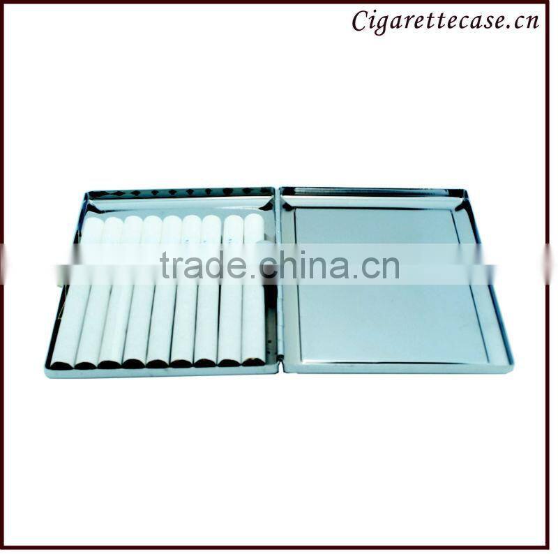 fancy design Metal chormed cigarette case with sticker logo stainless cigarette case with clip