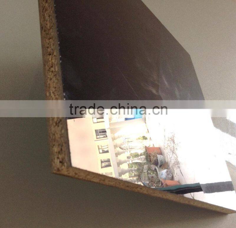 Mirror effect acrylic sheet covered flakeboard for indoor decoration
