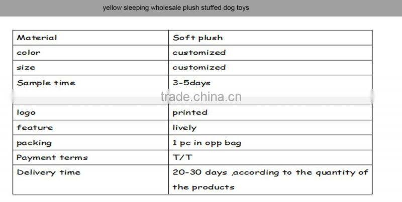 yellow sleeping wholesale plush stuffed dog toys