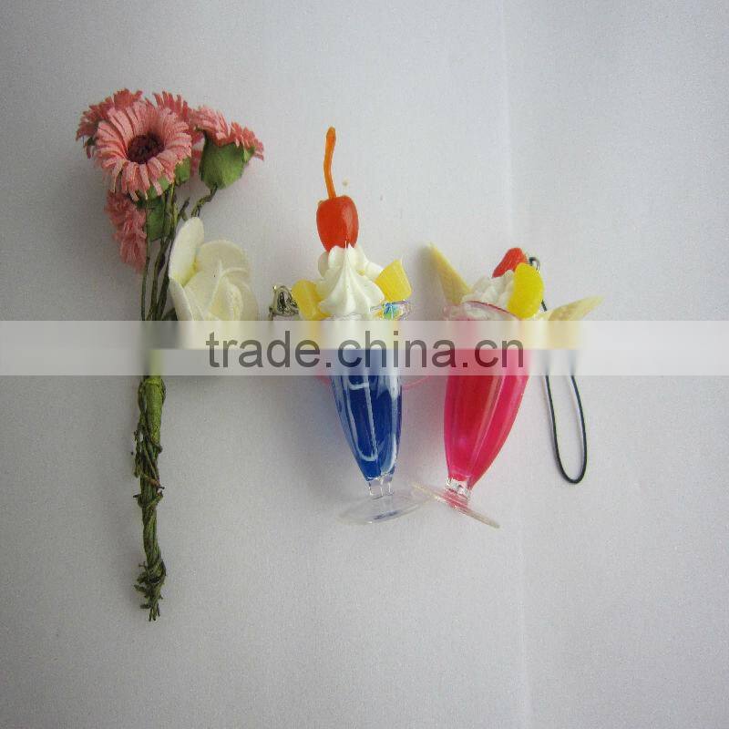Artificial/Fake/Simulate ice cream cake keychains/keyrings for mobile phone accessory in arts and crafts for summer holiday