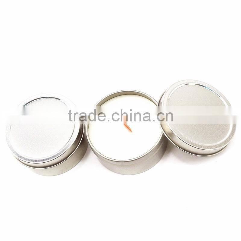 scented wood wick soy candle in tin jar,home decoration,scented candle