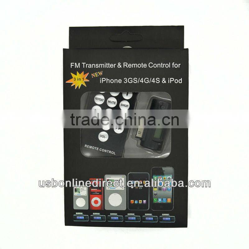 Mini Car LCD FM transmitter for iphone 4 ipad with handsfree & charging function