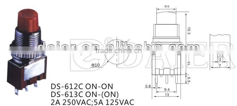 DS-613C ON-(ON) 10MM 3 PIN push button switch