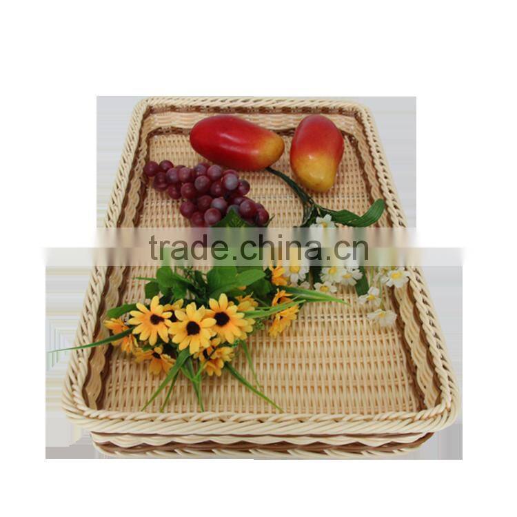 Supermarket equipment wicker plastic bread tray rattan fruit display basket