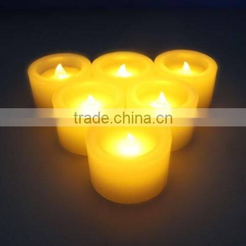 Yellow Amber Flickering Flameless Paraffin wax Candles with Timer(6 Hours On,18 hours Off) LED Battery Powered Candles