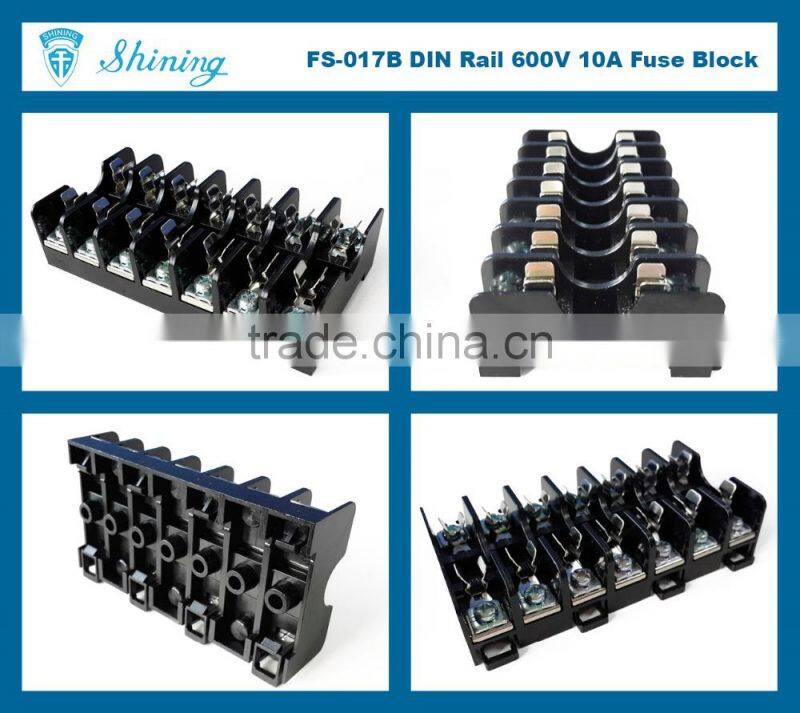 FS-017B 600V 10 Amp 7 Way Midget Type Din Rail Glass Fuse Base