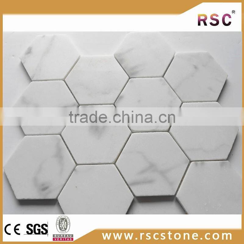 Hexagon italian white marble mosaic tile