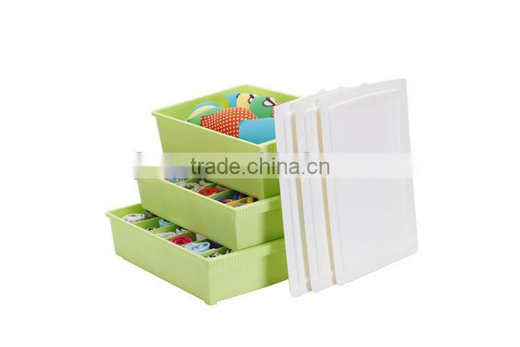 2014 New Colorful Plastic Waterproof Storage Box Set Socks and Underwear Box Design With Three Lid