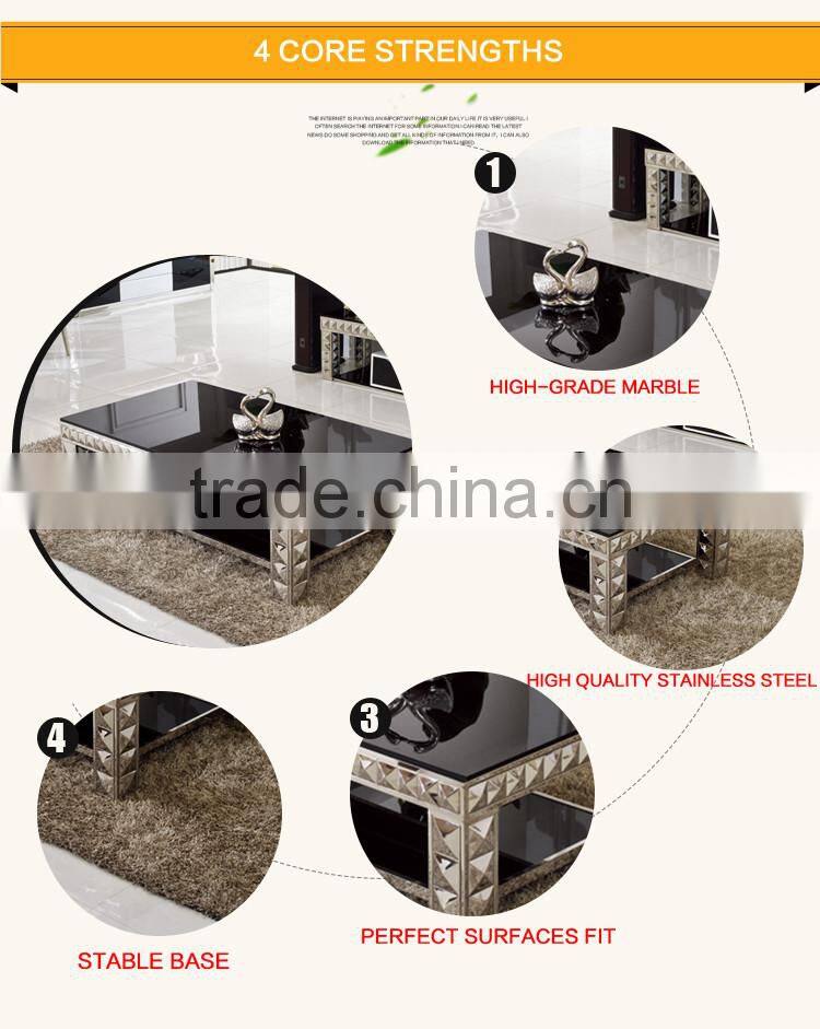 Xinqing Furniture High Gloss Metal Tempered Glass Coffee Table C338