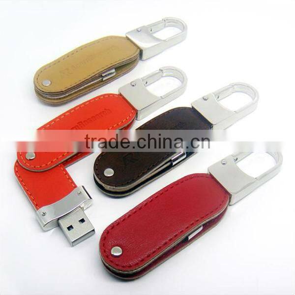 oem popular keychain leather usb flash drive 8gb bluk