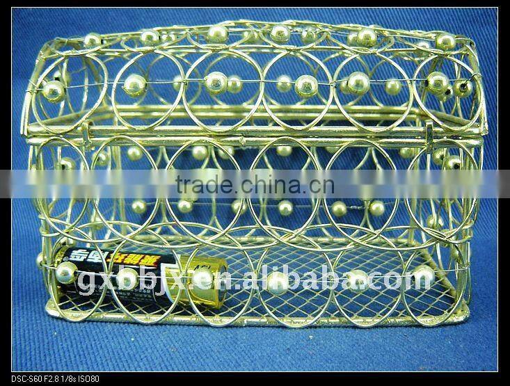 Gold rectangle wire decorative with pearl big box with lid