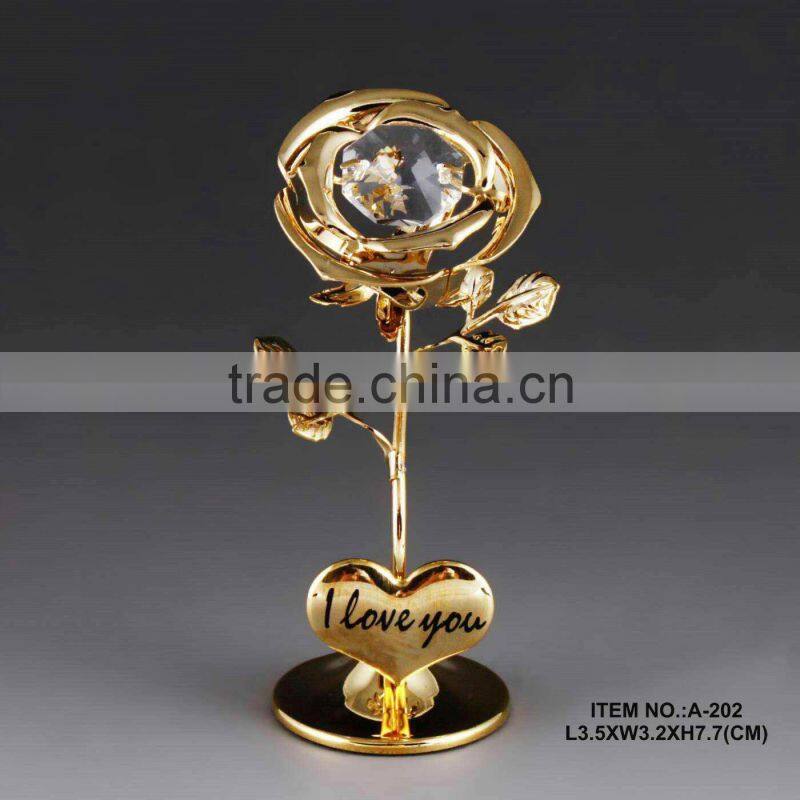 Gold Plated handmade decoration Flowers with brand crystal