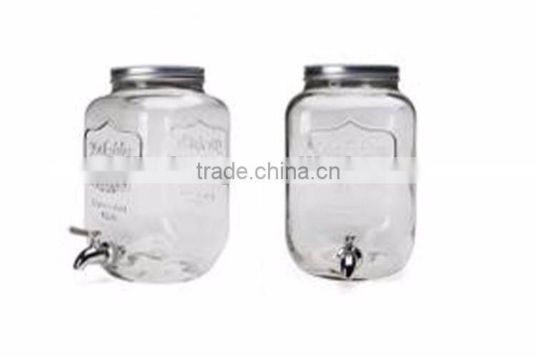 8L Yorkshire embossed beverage juice glass bottle with tap