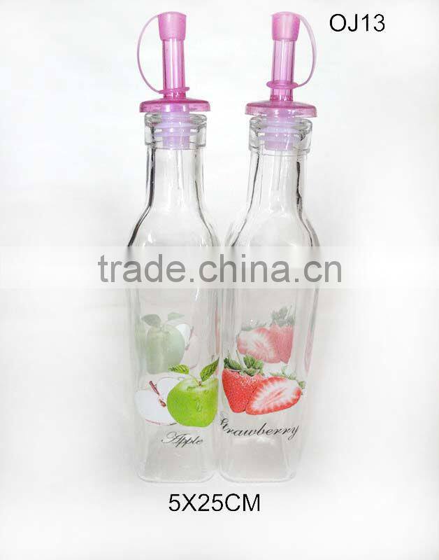 square with fragrant breath decal glass frosted effect oil bottle with plastic tube