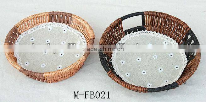 Wicker storage basket with liner& willow food / bread basket