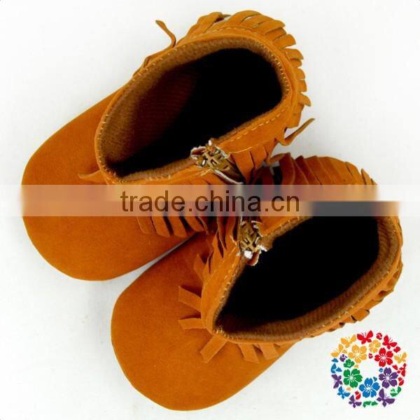 Afforable Girls Soft Soled Suede Leather Shoes Four Colors Baby Tassel Moccasins