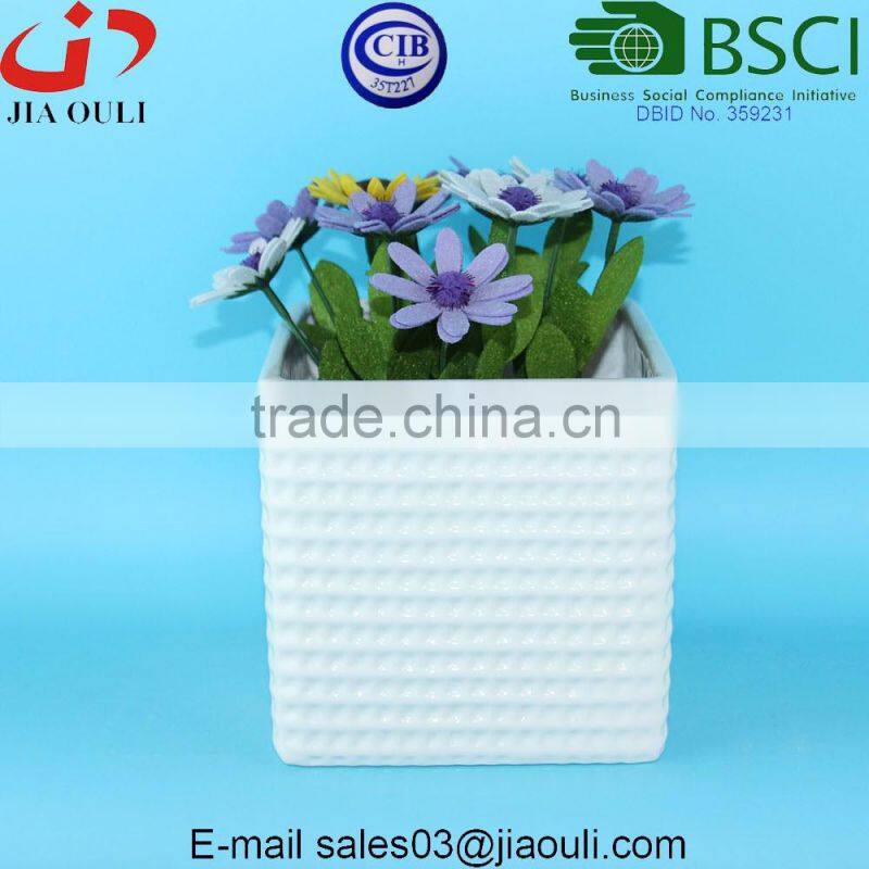 New design black sand surface ceramic mini square succulents flower plant pots for sale