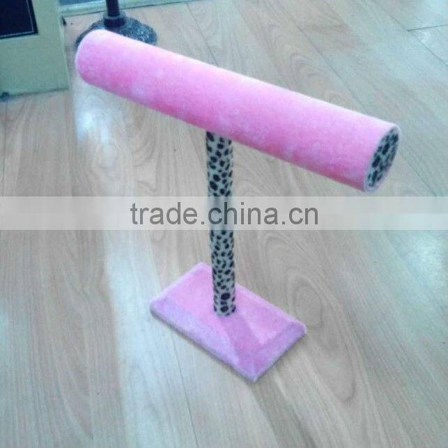 Pink Velvet Bracelet Holder Wooden Jewelry Display Stand