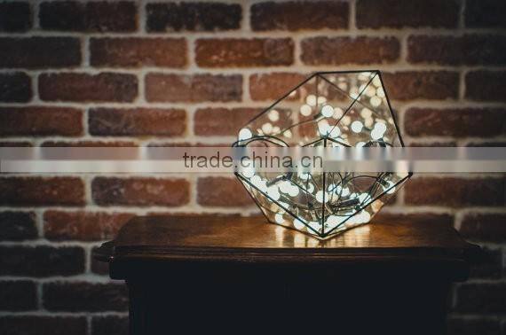Medium Terrarium Icosahedron Stained Glass Vase Planter for indoor