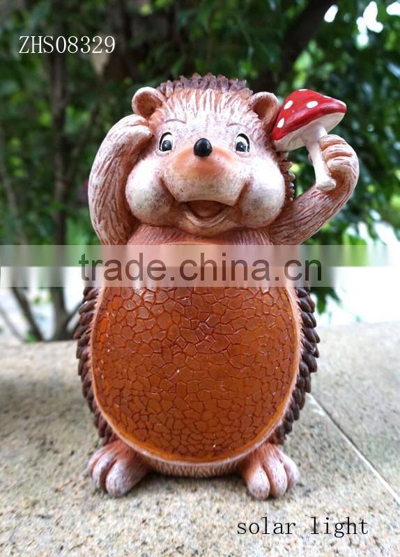 polyresin hedgehog figurine with LED light
