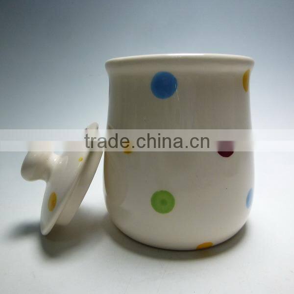 Color Wave Point Ceramic Sealeed Jar/Ceramic Condiment Jar/Chicken Ceramic Storage Jar
