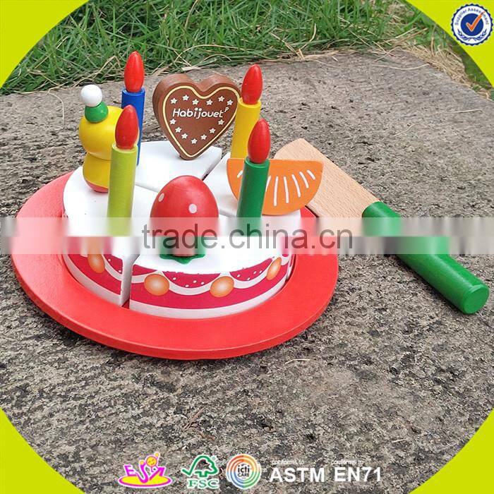 wholesale baby wooden birthday cake set toy, top fashion kids wooden chocolate cake, funny wooden birthday cake set toy W10B101