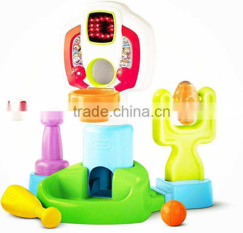 2015 ICTI manufacture supply new mini hot sports center with sound toy cheap plastic mini sports center toy for baby gift