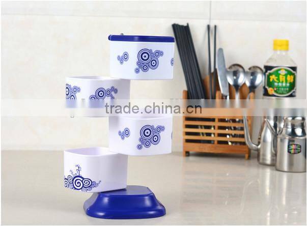 Home Kitchen Rotating Plastic Spice Sugar Flavor Seasoning Container Box Y