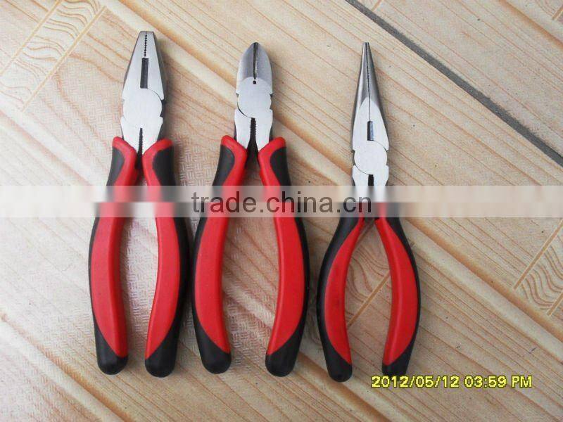 YF416 American style double color handle combination plier with fine polished