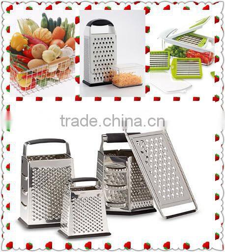 Stainless Steel 4 Sides 10 Inch Vegetable Grater with Food Box
