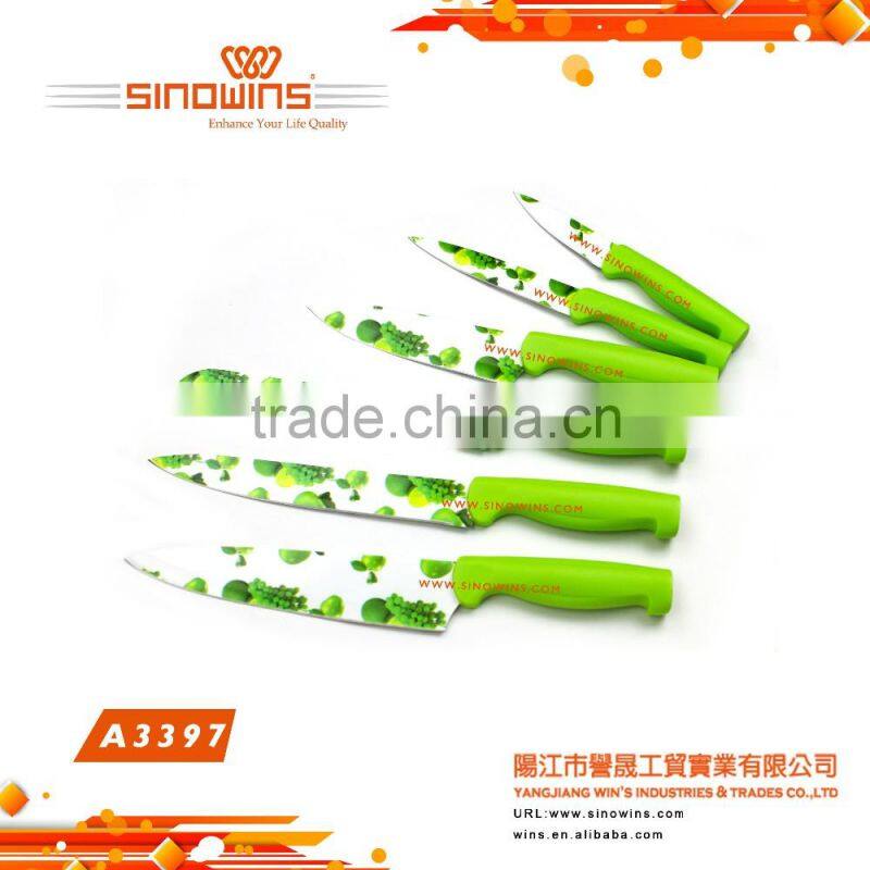 A3418-1 New design Stainless Steel Kitchen Knife Set with Non-stick Coating