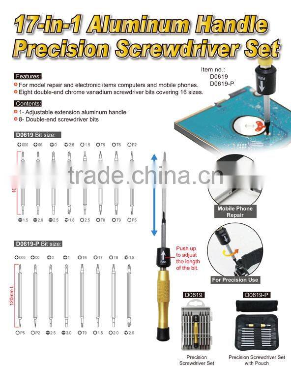 17-in-1 Aluminum Handle Precision Screwdriver Set