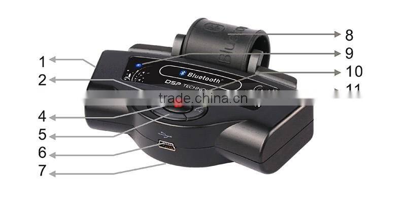 wireless bluetooth handsfree steering wheel mounted car kit with keyboard dsp technology