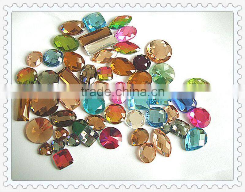 2015 wholesale flat back loose stone, glass flat abck sew-on stone