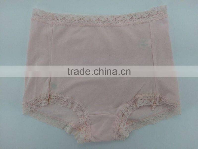 Fashion Style! 2015 New Arrival Pink Color Briefs With Lace Comfortable Wearing Big Size Women Mommy Pants