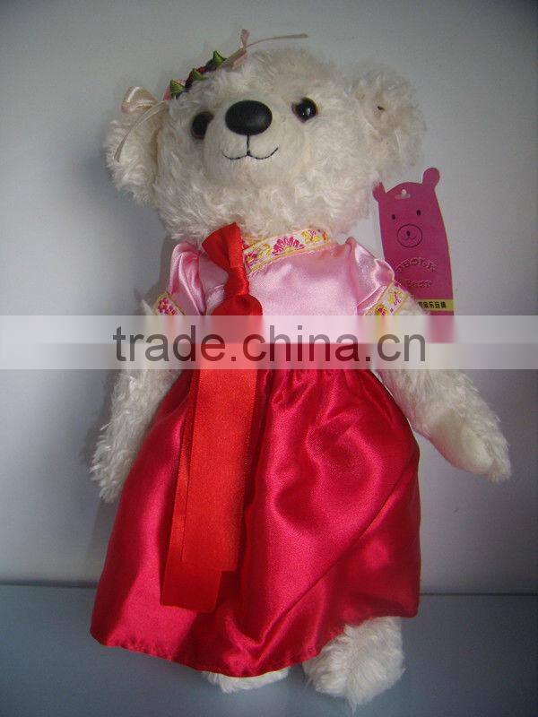 plush bear girl with clothes lovely bear fake fur toys stuffed bear