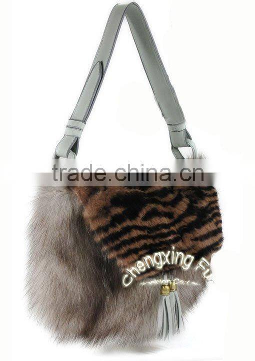 CX-H-20 Genuine Rabbit / FoxFur Leather Handbag