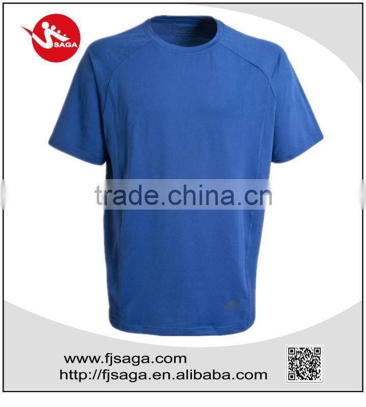 Men's round neck polyester dri fit flat flock short sleeve t-shirt