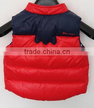 kids red and yellow down ski waistcoat for winter