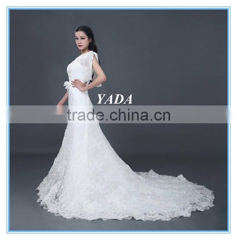 New Arrival One Shoulder Lace Hand Rosa Appliques Beaded Wedding Dresses Mermaid